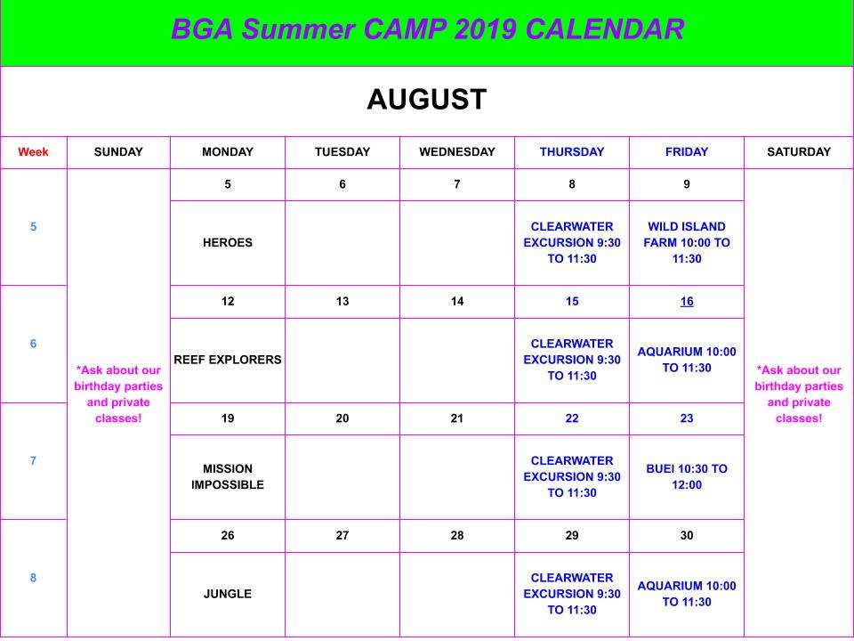 SC 19 excursions August