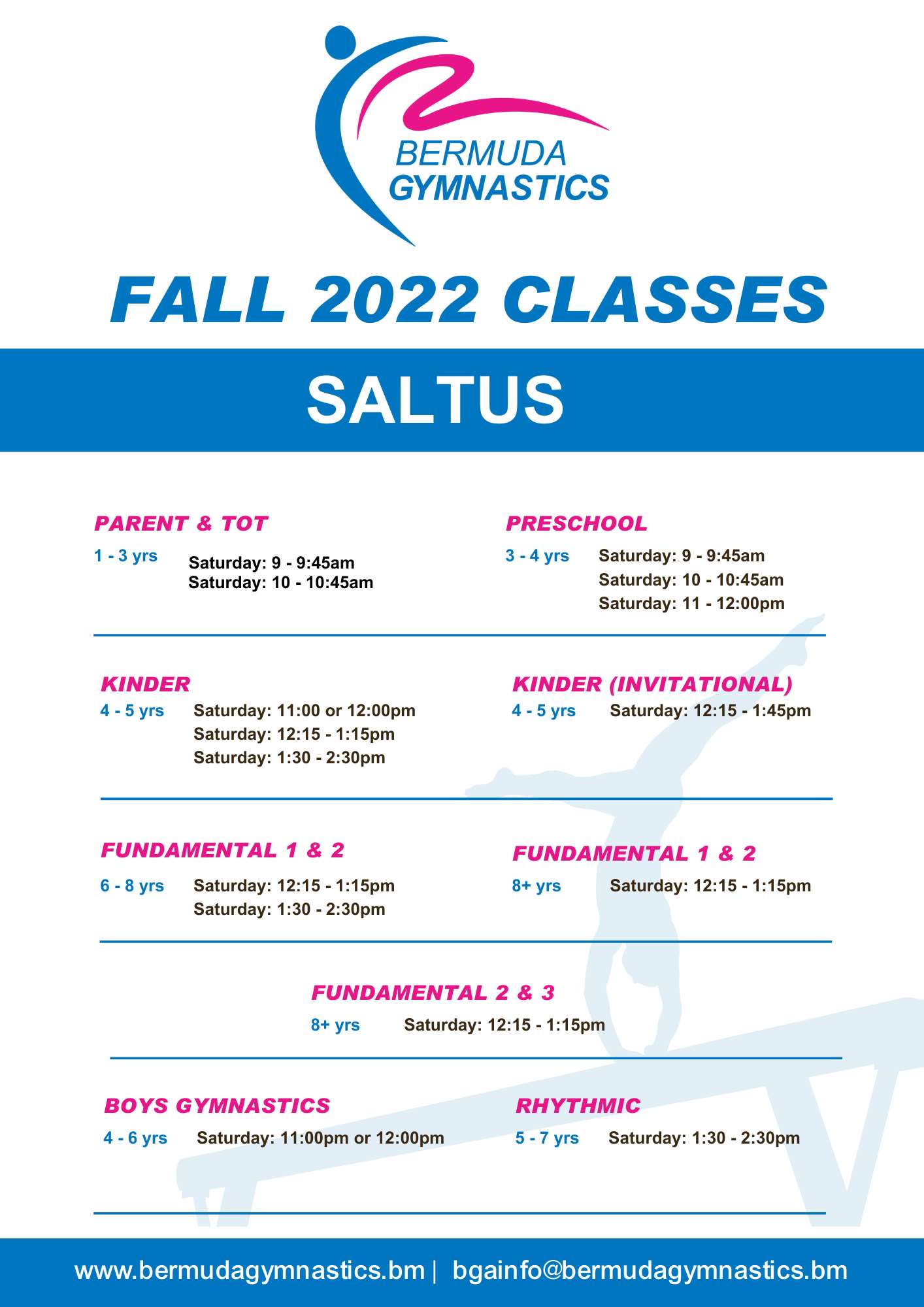 FALL 2022 Class Schedule SALTUS