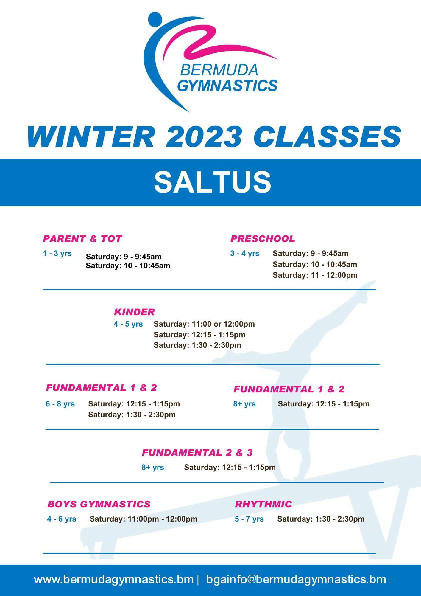 WINTER 2023 Class Schedule SALTUS